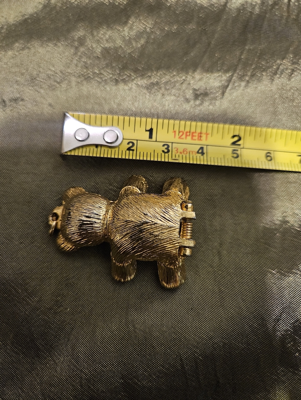 Vintage Gold-tone Teddy Bear Pendant Charm, that opens with Rhinestone. Small - Picture 3 of 5